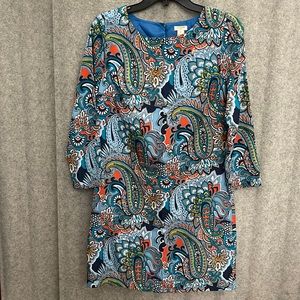 J Crew Paisley 3/4 sleeve dress NWOT 0